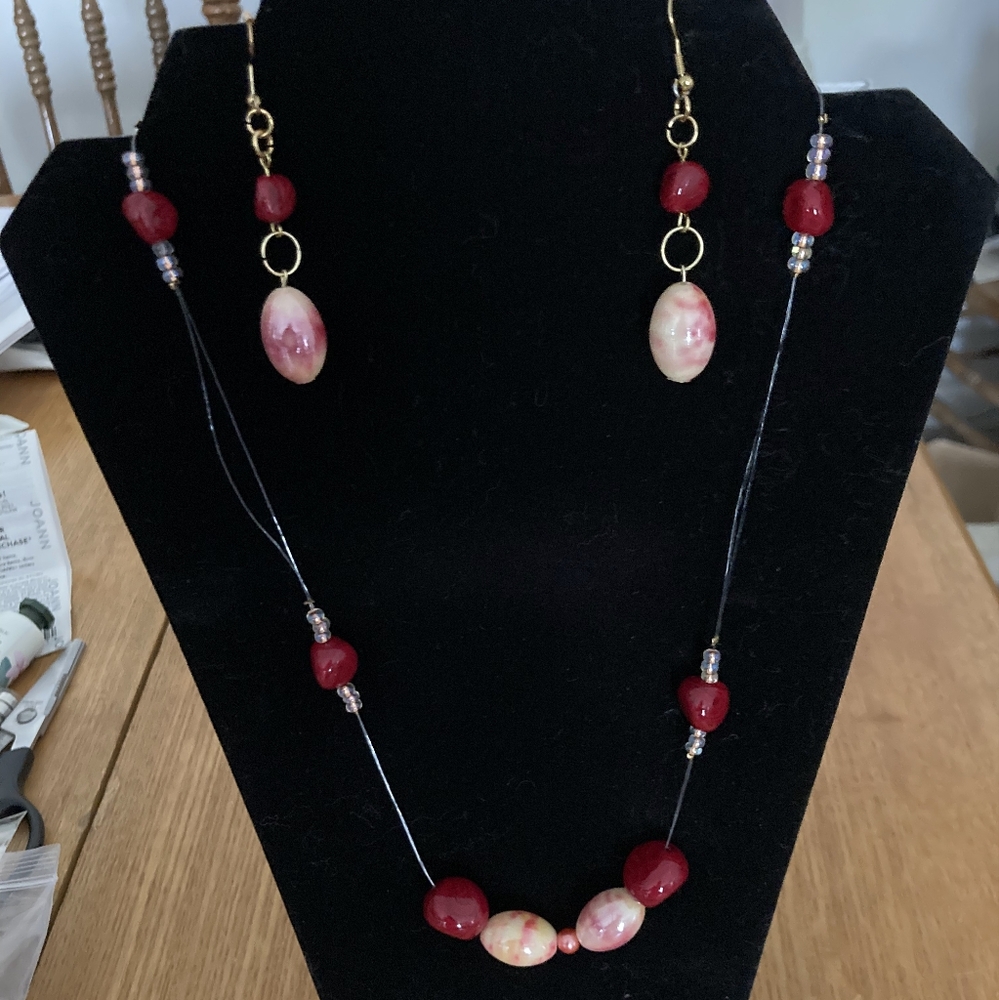 Handmade necklace and earrings set.